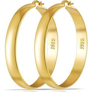 Women Gold Sterling Large Hoop Hypoallergenic and Lightweight Big Hoop Earrings